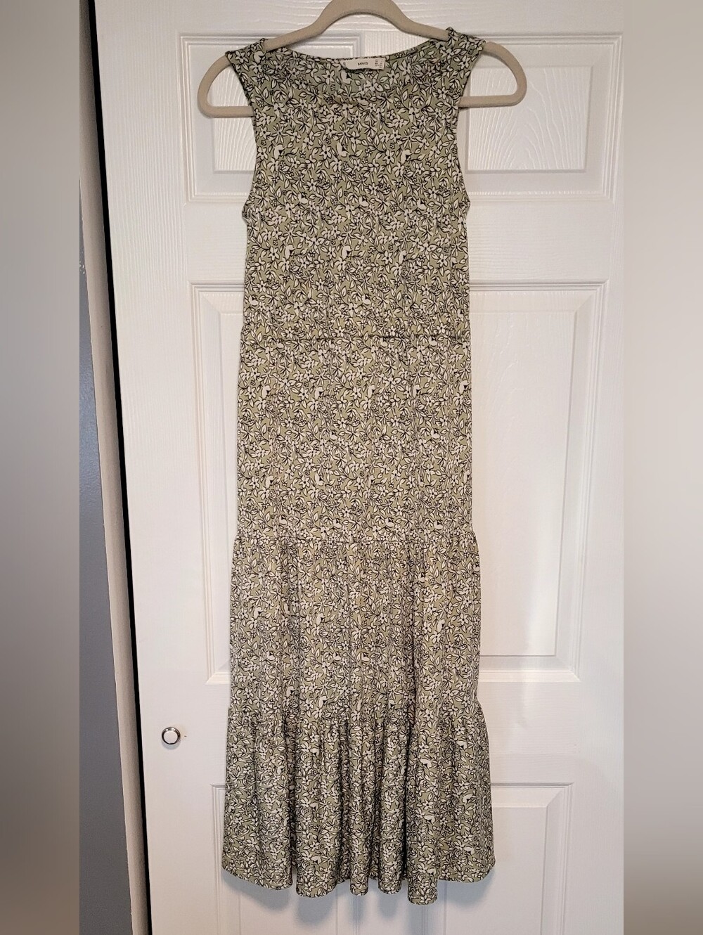 Floral Tiered Maxi Skirt in Olive Green